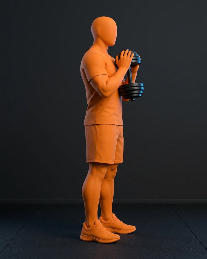 Forge illustrating a goblet squat exercise